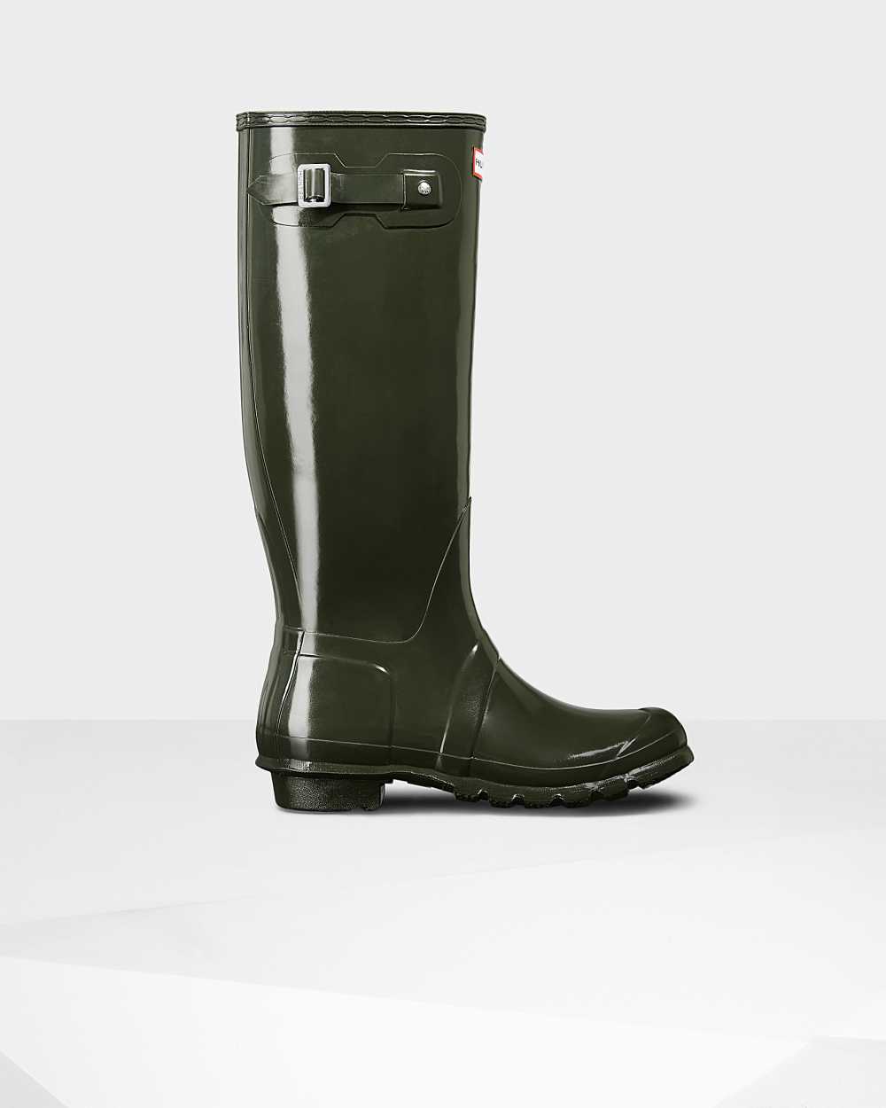 Hunter Women's Original Tall Gloss Tall Wellington Boots Green,QNHW91084
